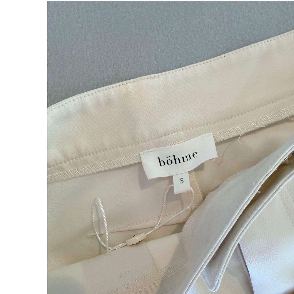 Bohme Cream High Waisted Pintuck Flare Pants Off White Small NWOT - Picture 3 of 6